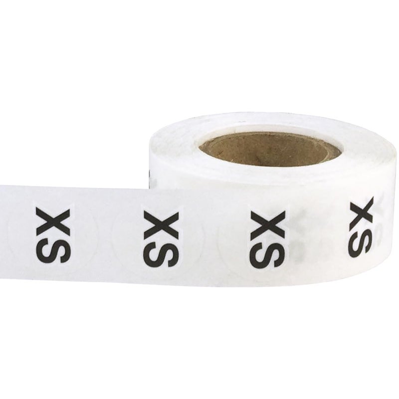 InStockLabels.com Clear Circle Extra Small XS Clothing Size Stickers - 3/4 Inch Round, 500 Clear Plastic Adhesive Labels Per Roll for Retail Apparel, Clothing Organization, and Inventory - Made in The USA - Image 2